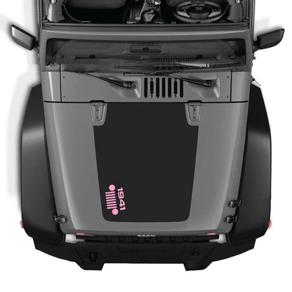 Jeep Wrangler JK/JKU hood decal by CarCode, style #57, black and gray graphic design on vehicle hood for 2007-2018 models.