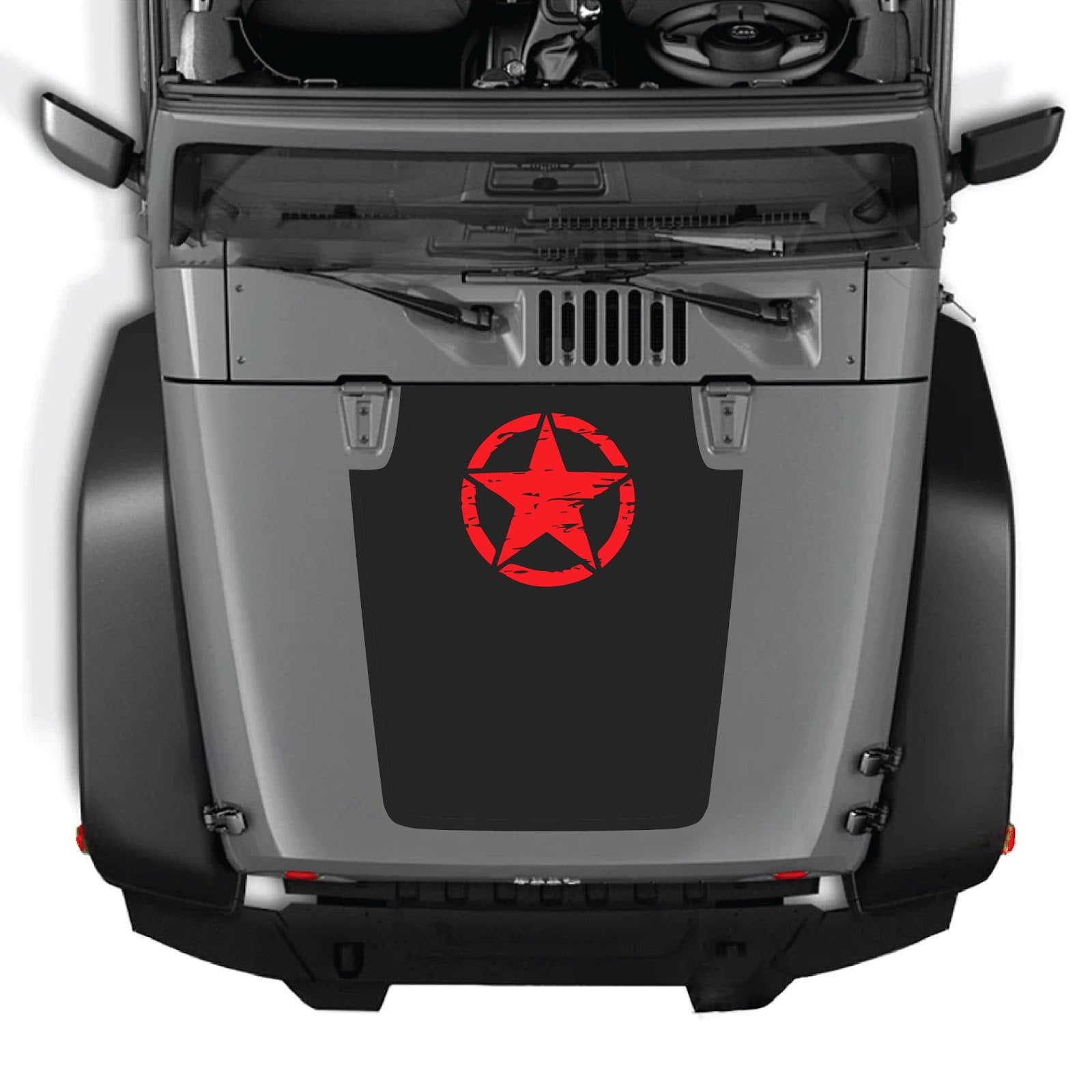 CarCode hood decal for Jeep Wrangler JK/JKU 2007-2018, style #45, shown applied on the vehicle's hood with a sleek design.
