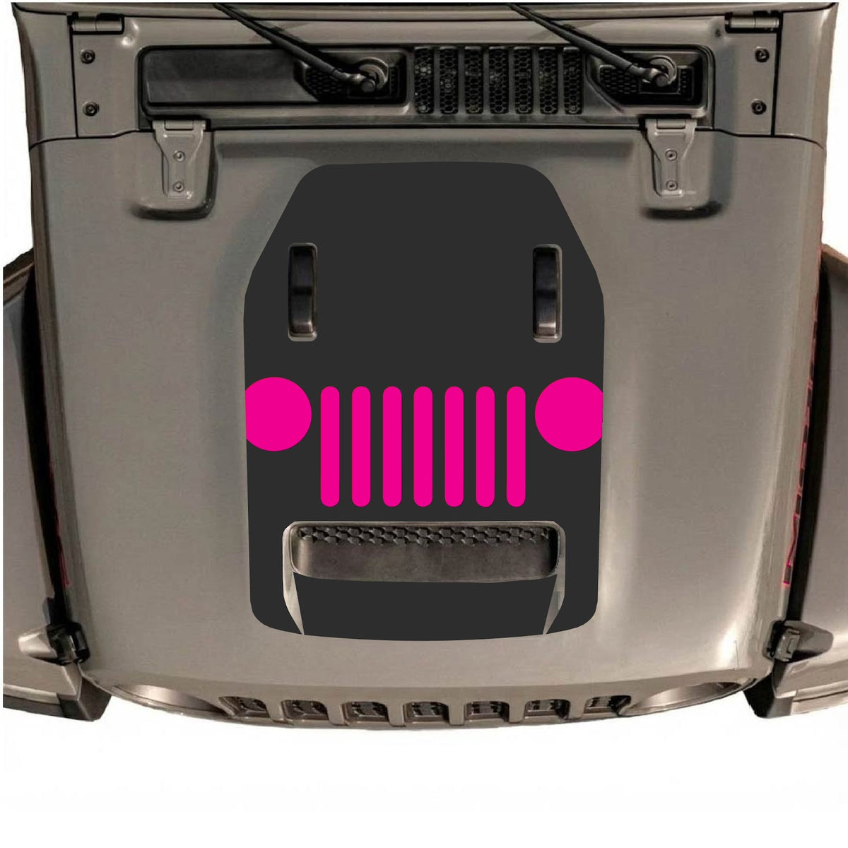 CarCode hood decal for Jeep Wrangler JL/JLU Rubicon 392 and Gladiator Mojave 2020-2026, Style #04, shown on vehicle hood.