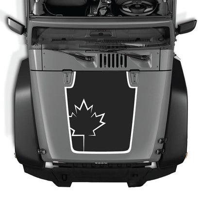 CarCode Jeep Wrangler JK/JKU hood decal Style #17, black graphic sticker on hood of 2007-2018 Jeep Wrangler.