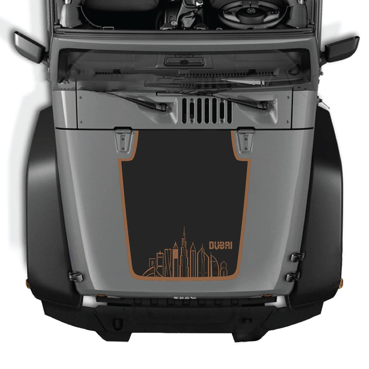 CarCode hood decal for Jeep Wrangler JK/JKU 2007-2018, Style #24, featuring a sleek design on the vehicle's hood.