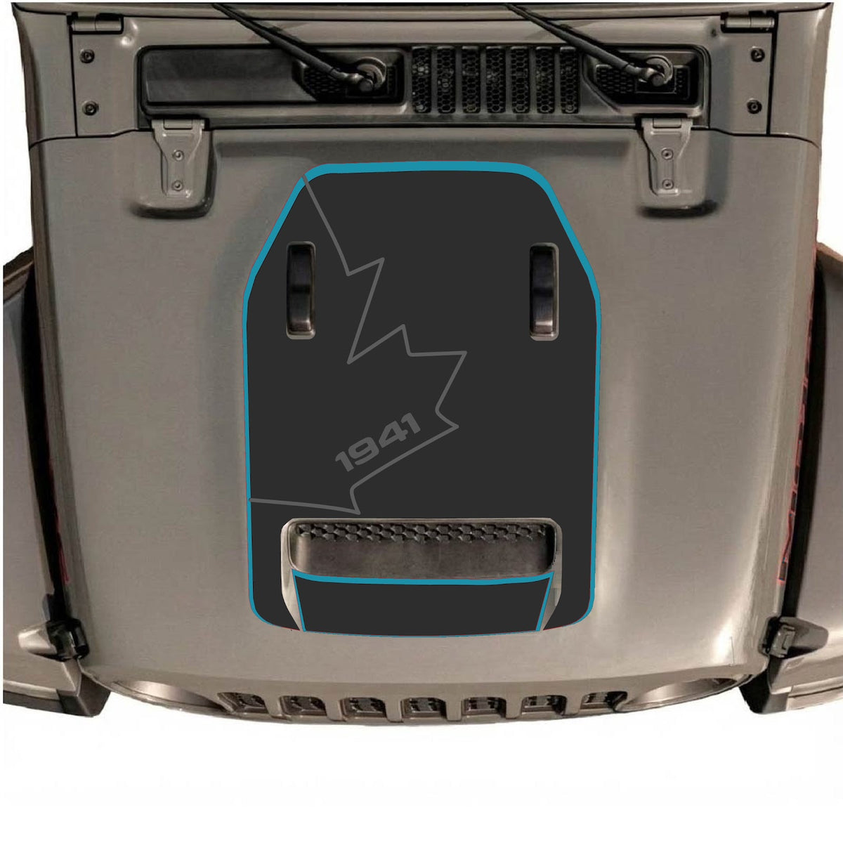 CarCode hood decal for Jeep Wrangler JL/JLU Rubicon 392 and JT Gladiator Mojave 2020-2026, stylish vehicle decal design.