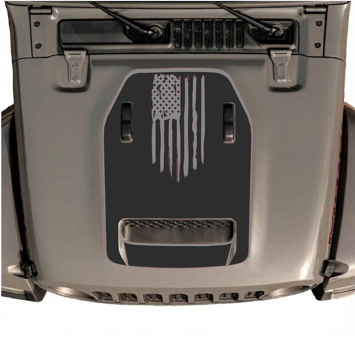 Jeep Wrangler JL/JLU Rubicon 392 et Gladiator Mojave : autocollant de capot par CarCode, style n°31, avec design graphique audacieux sur le capot du véhicule.