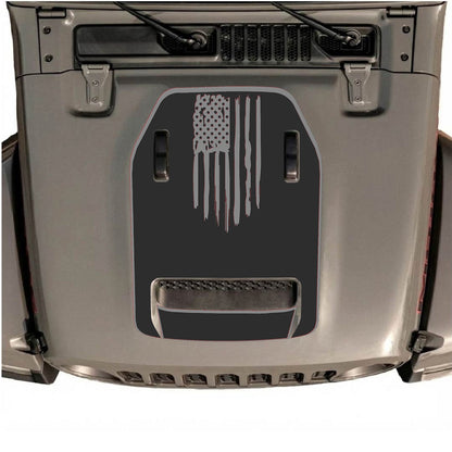 Jeep Wrangler JL/JLU Rubicon 392 et Gladiator Mojave : autocollant de capot par CarCode, style n°31, avec design graphique audacieux sur le capot du véhicule.