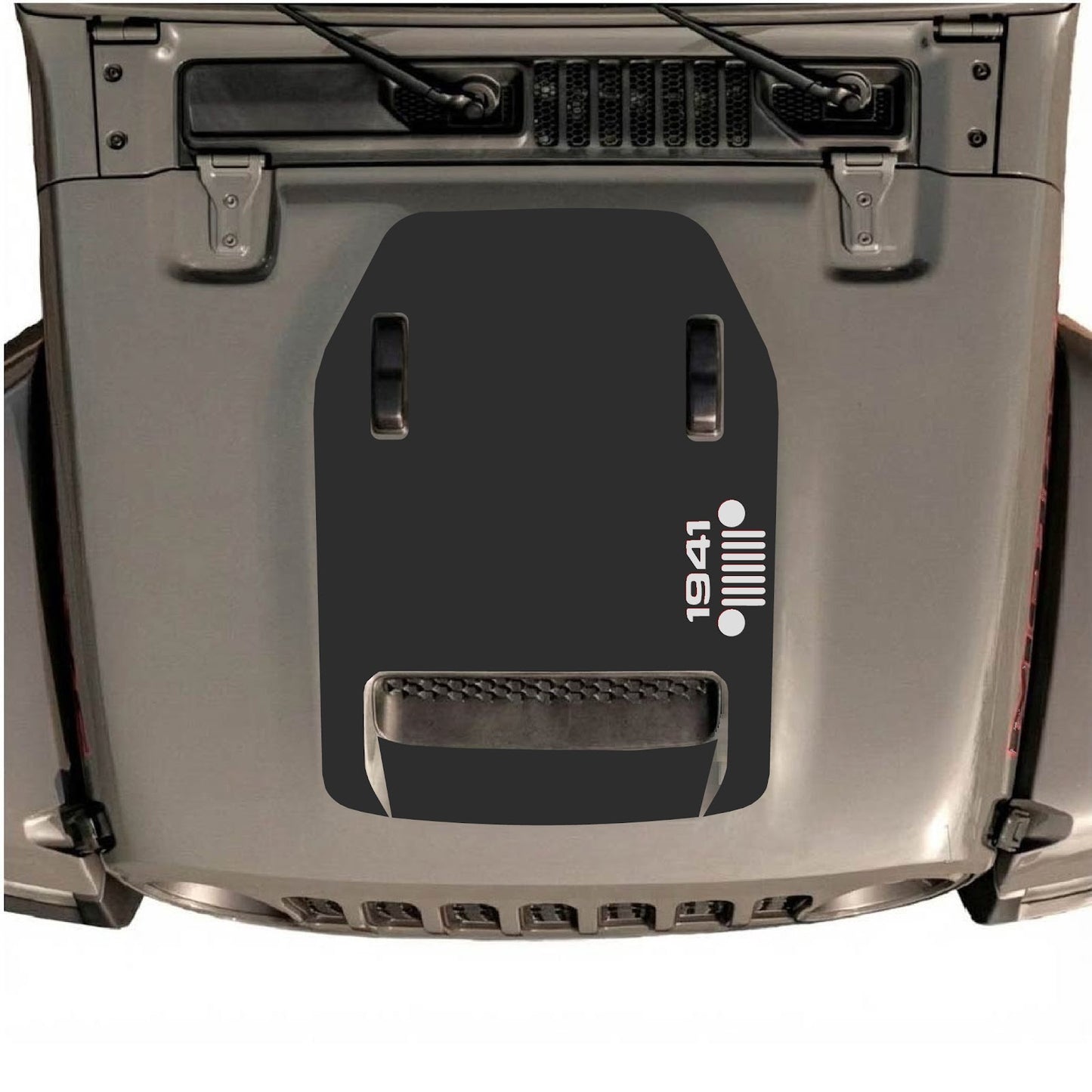 CarCode hood decal for Jeep Wrangler JL/JLU Rubicon 392 and JT Gladiator Mojave 2020-2026, style #56, shown on vehicle hood.