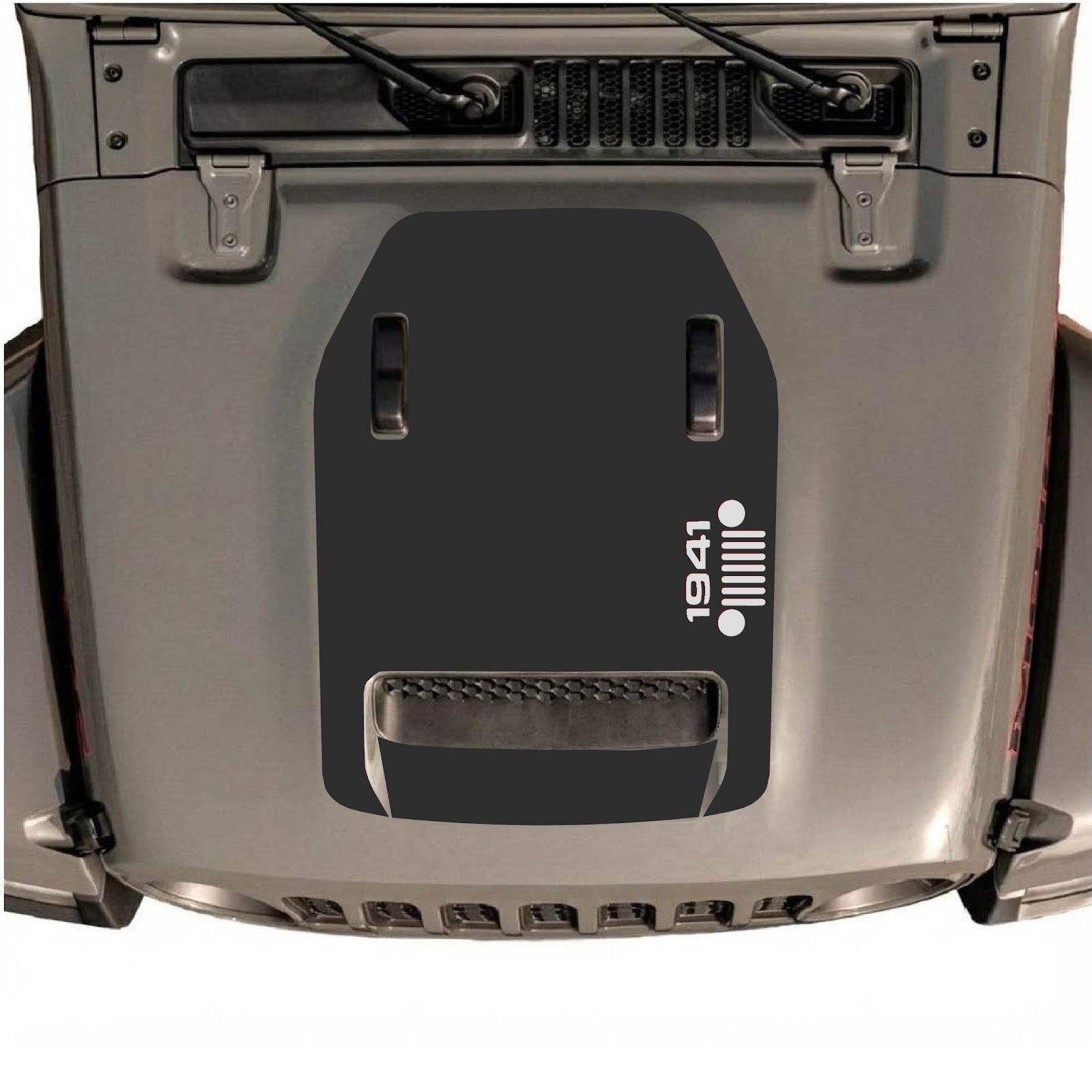 CarCode hood decal for Jeep Wrangler JL/JLU Rubicon 392 and JT Gladiator Mojave 2020-2026, style #56, shown on vehicle hood.