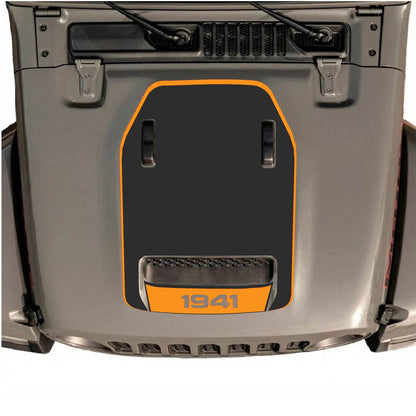 CarCode hood decal for Jeep Wrangler JL/JLU Rubicon 392 and Gladiator Mojave 2020-2026, stylish graphic design on vehicle hood.