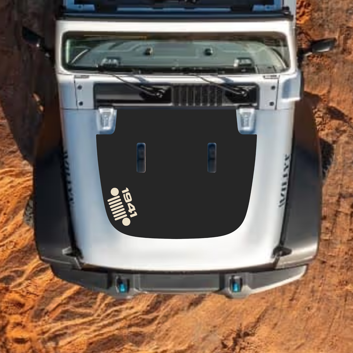 CarCode hood decal for Jeep Wrangler JL JLU and Gladiator JT, stylish standard hood decal in style #62, 2018+ model.