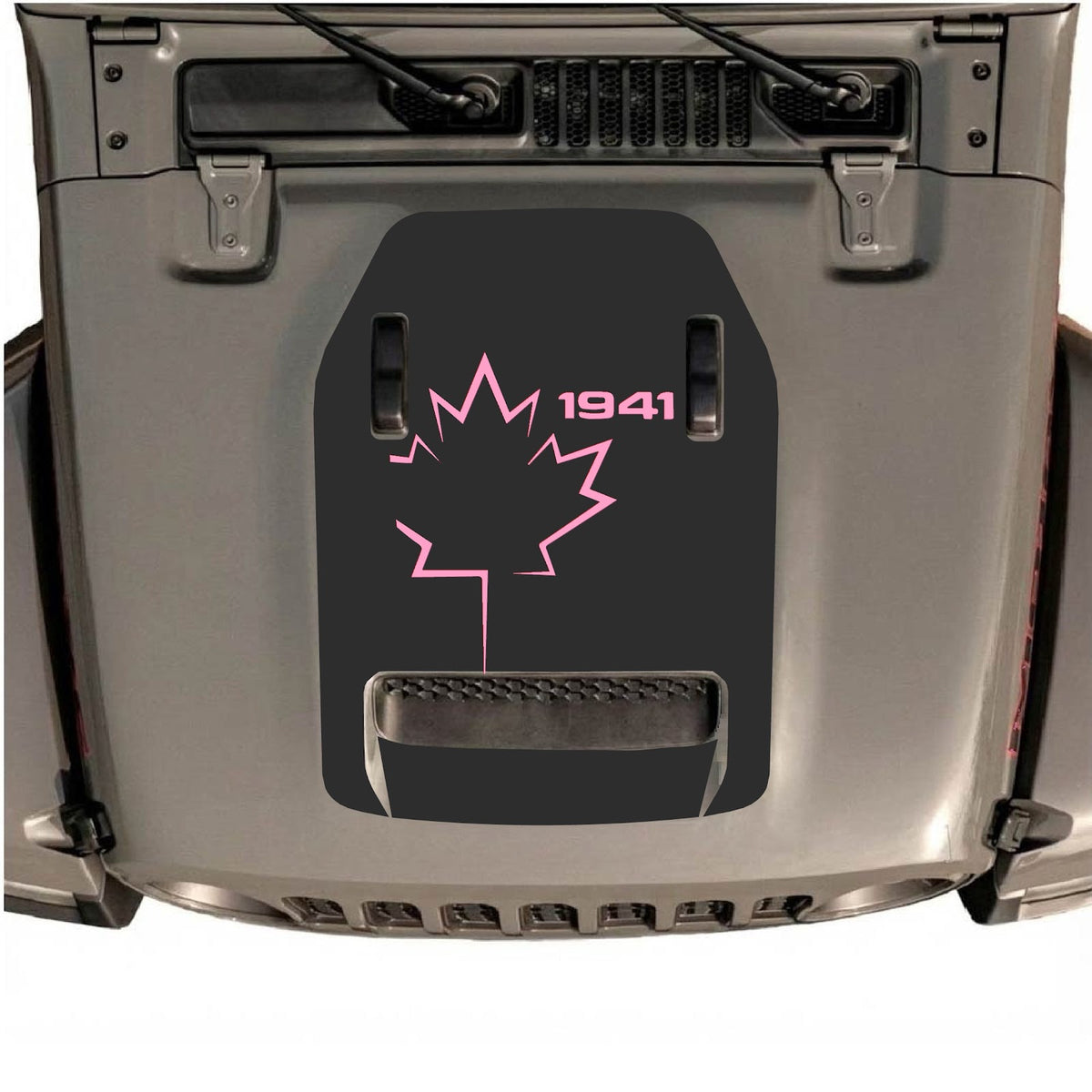 CarCode Jeep Wrangler JL/JLU Rubicon 392 and Gladiator Mojave hood decal in Style #22 installed on vehicle.