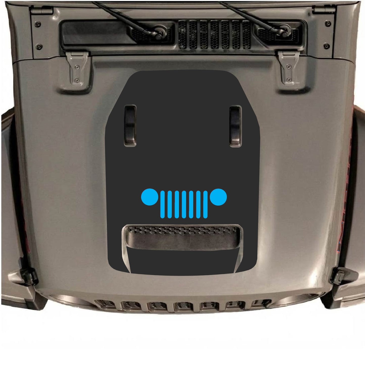 CarCode hood decal for Jeep Wrangler JL/JLU Rubicon 392 and JT Gladiator Mojave 2020-2026, style #50, shown on vehicle hood.