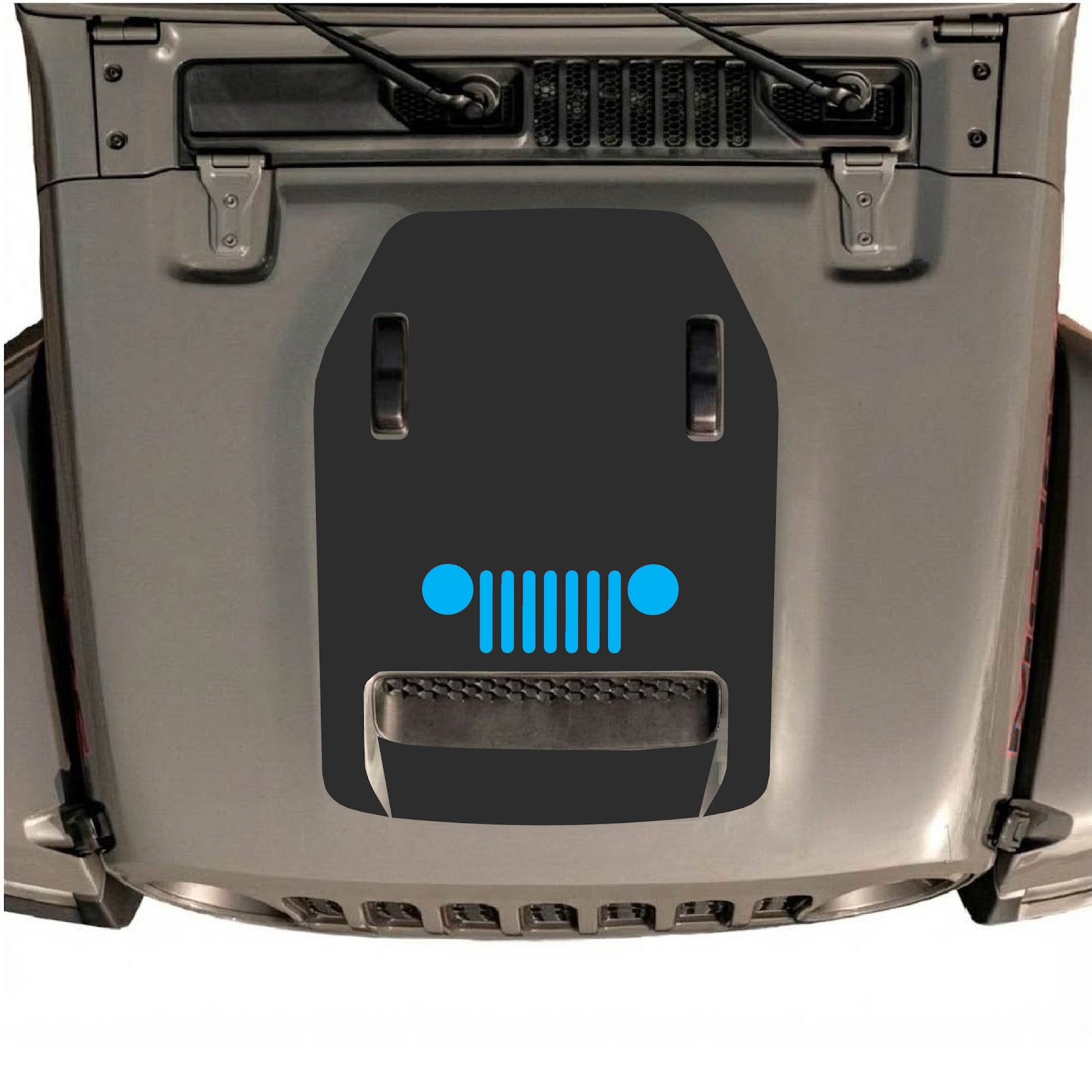 CarCode hood decal for Jeep Wrangler JL/JLU Rubicon 392 and JT Gladiator Mojave 2020-2026, style #50, shown on vehicle hood.