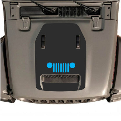 CarCode hood decal for Jeep Wrangler JL/JLU Rubicon 392 and JT Gladiator Mojave 2020-2026, style #50, shown on vehicle hood.