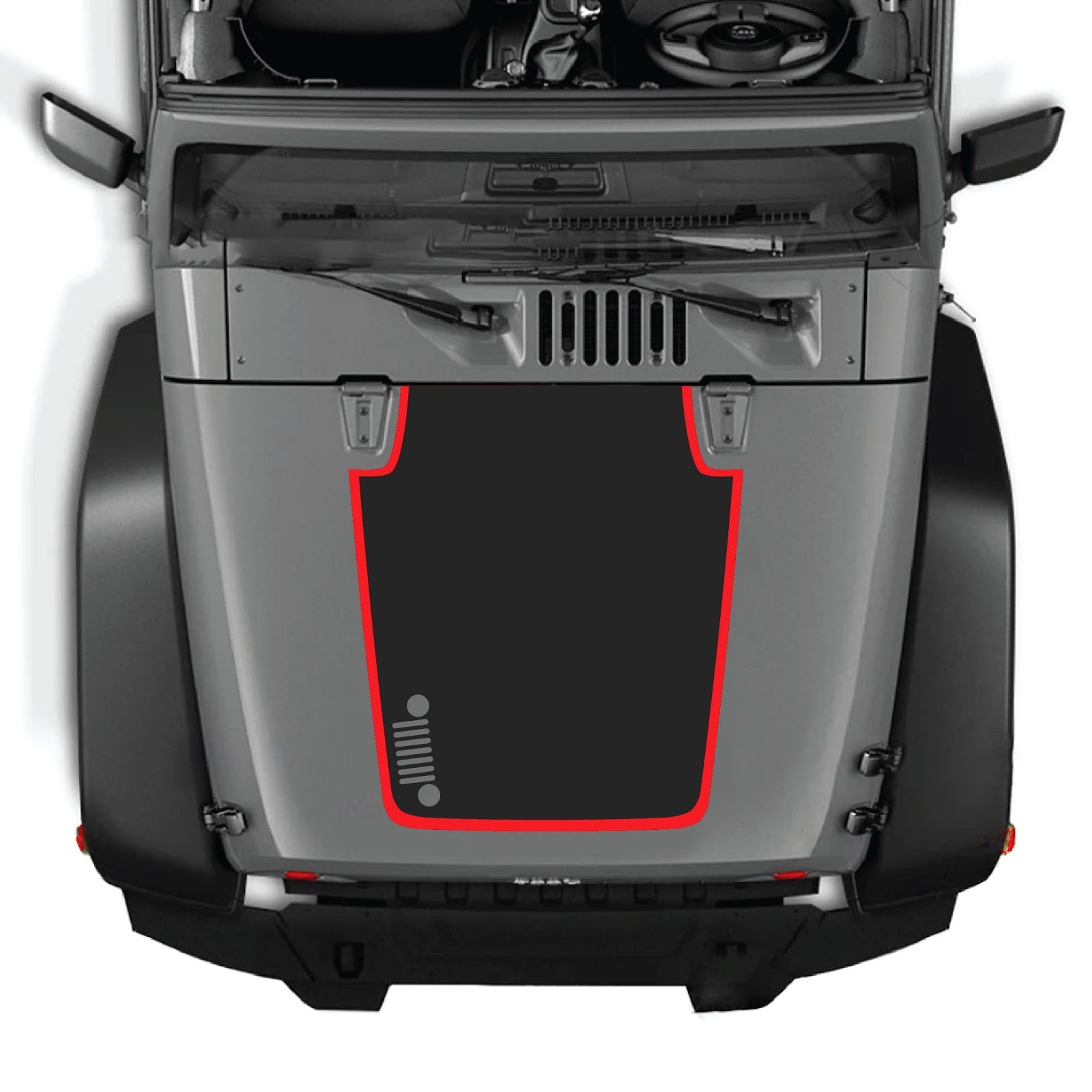 CarCode hood decal for Jeep Wrangler JK/JKU 2007-2018, style #81, featuring bold graphic design on the vehicle's hood.