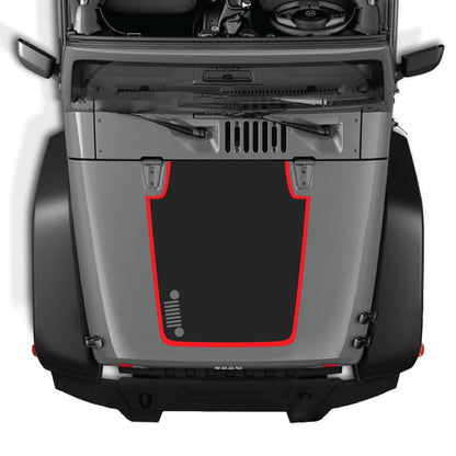 CarCode hood decal for Jeep Wrangler JK/JKU 2007-2018, style #81, featuring bold graphic design on the vehicle's hood.