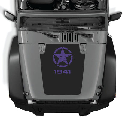 CarCode hood decal for Jeep Wrangler JK/JKU 2007-2018, style #46, black and white graphic sticker on vehicle hood