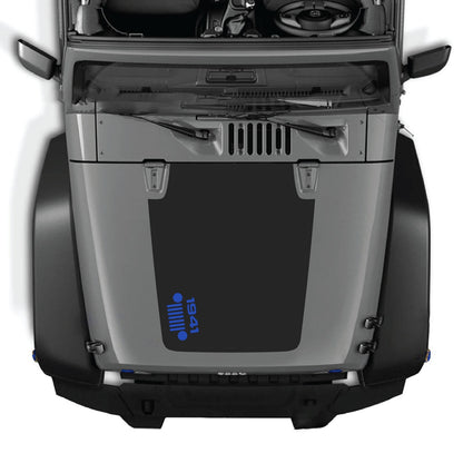 CarCode Jeep Wrangler JK/JKU hood decal style #57, black graphic sticker for 2007-2018 Jeep Wrangler JK/JKU models.