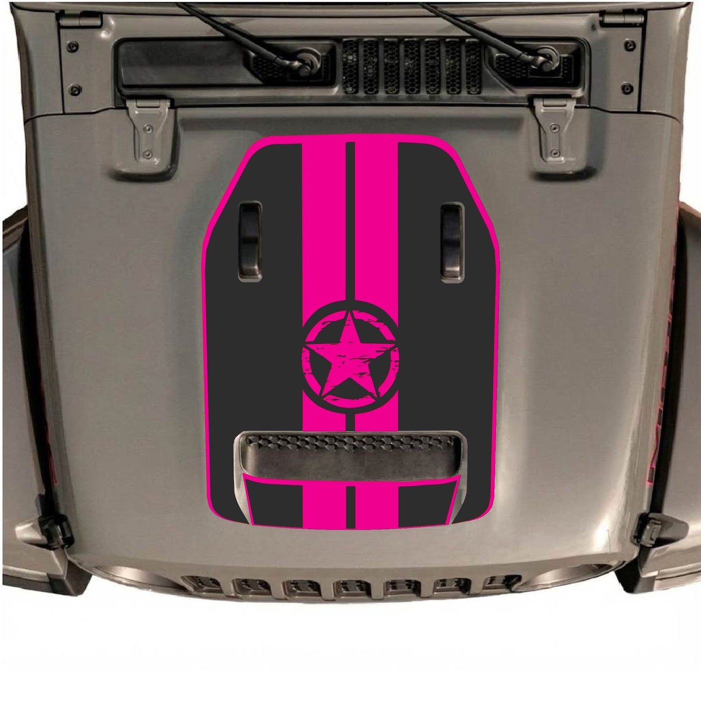 CarCode hood decal for Jeep Wrangler JL/JLU Rubicon 392 and JT Gladiator Mojave, style #09, shown on vehicle hood.