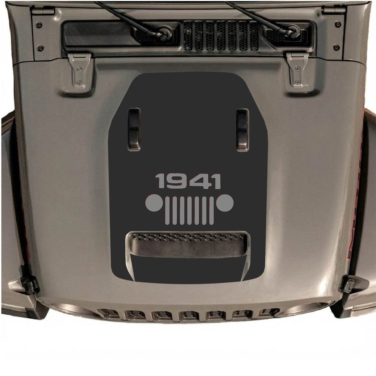 CarCode hood decal for Jeep Wrangler JL/JLU Rubicon 392 and JT Gladiator Mojave 2020-2026, stylish graphic design on the hood