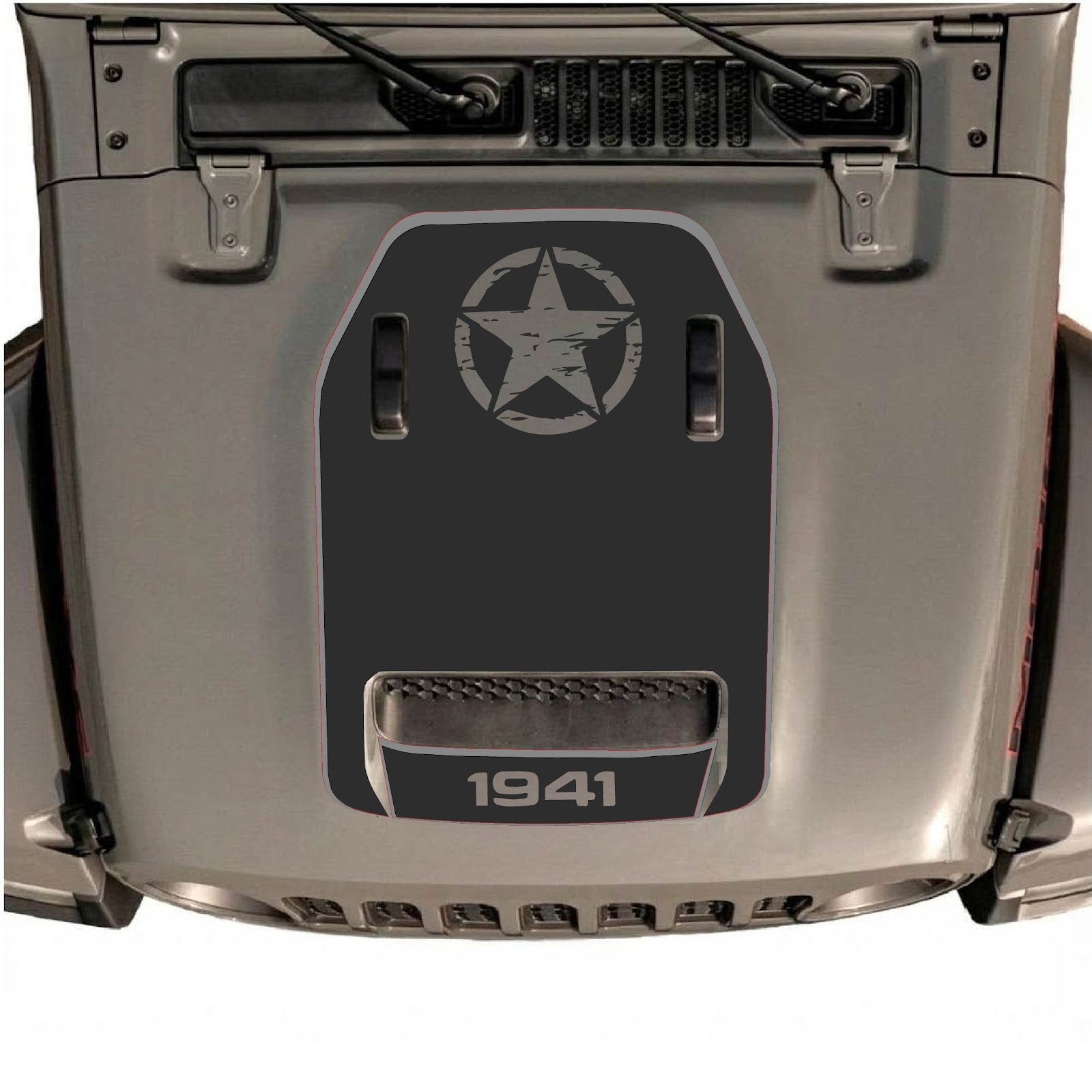 CarCode hood decal for Jeep Wrangler JL/JLU Rubicon 392 and JT Gladiator Mojave 2020-2026, style #88, shown on vehicle hood.