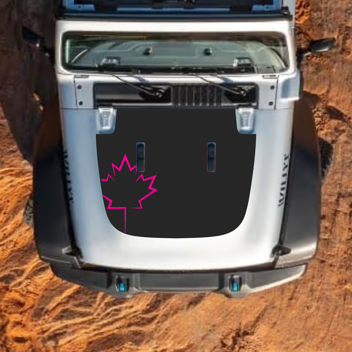 CarCode hood decal for Jeep Wrangler JL and Gladiator JT, stylish decal design for 2018+ Jeep standard hood.