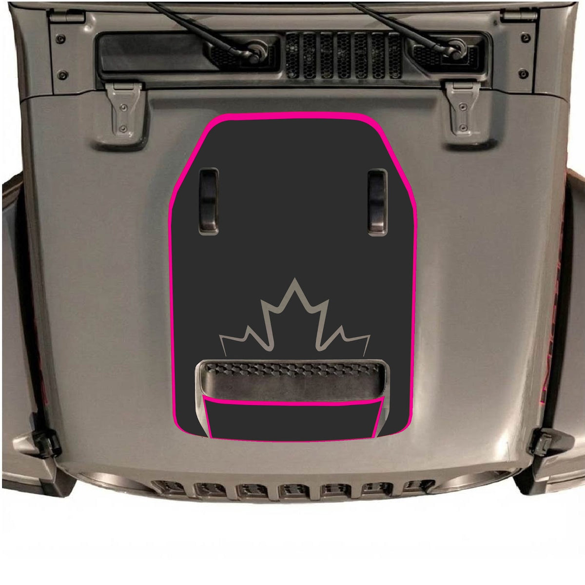 CarCode hood decal for Jeep Wrangler JL/JLU Rubicon 392 and Gladiator Mojave 2020-2026, style #78, black and white graphic design.
