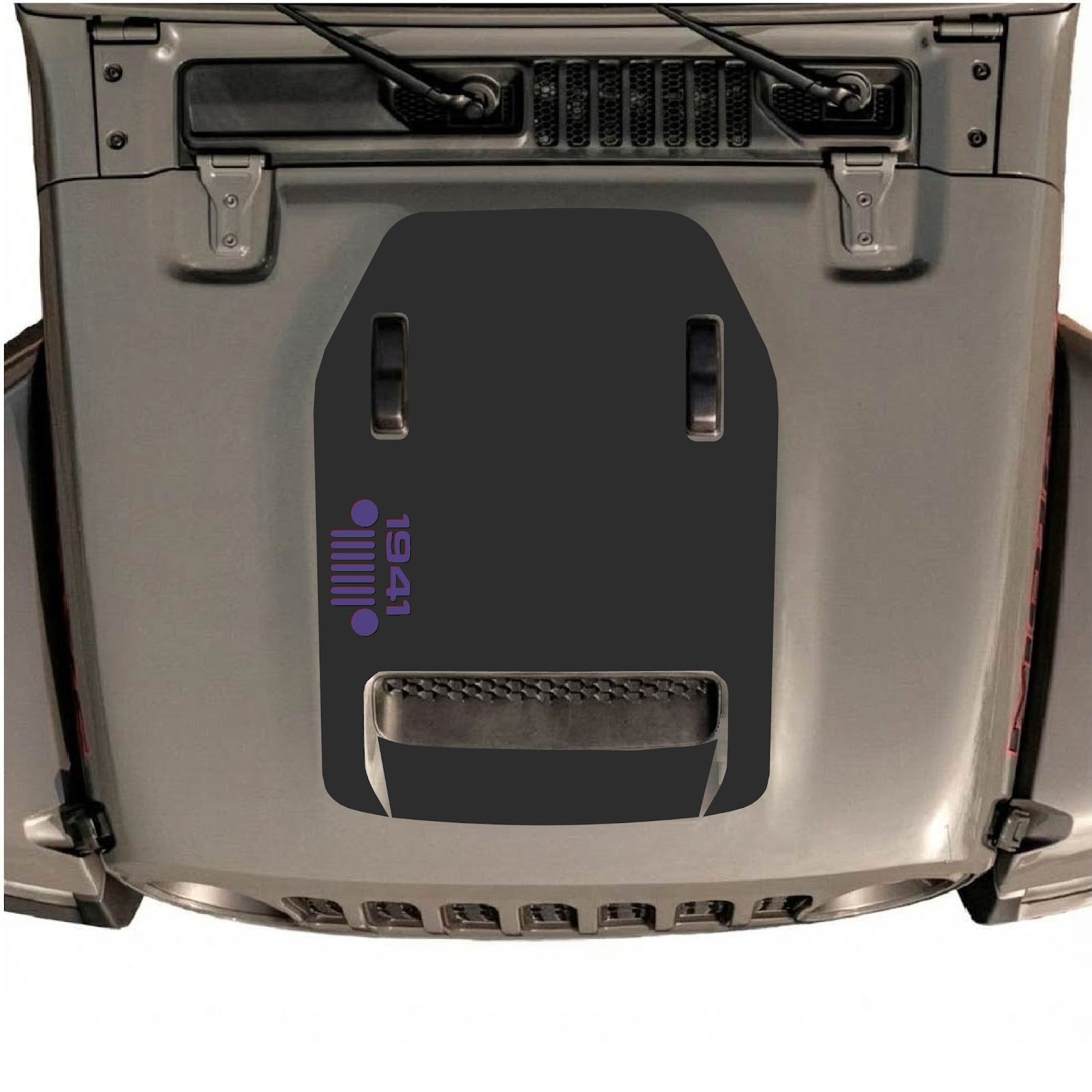 CarCode hood decal for Jeep Wrangler JL/JLU Rubicon 392 and Gladiator Mojave 2020-2026, style #52, shown on vehicle hood.