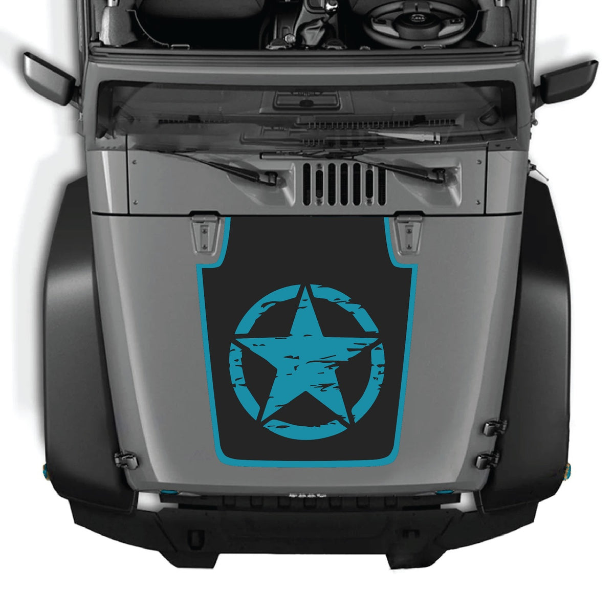 Jeep Wrangler JK/JKU hood decal by CarCode, style #29, featuring bold black graphic design on vehicle hood.