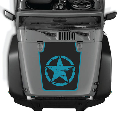 Jeep Wrangler JK/JKU hood decal by CarCode, style #29, featuring bold black graphic design on vehicle hood.