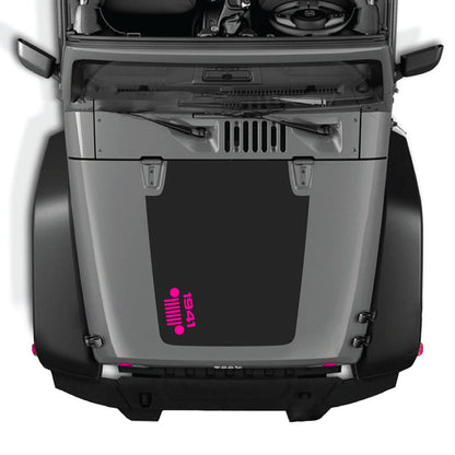 CarCode hood decal for Jeep Wrangler JK/JKU 2007-2018, style #57, showing a sleek design applied to the vehicle's hood.