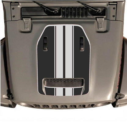 CarCode hood decal for Jeep Wrangler JL/JLU Rubicon 392 and JT Gladiator Mojave 2020-2026, style #11, shown on vehicle hood