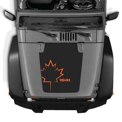 Jeep Wrangler JK/JKU hood decal by CarCode, Style #10, in black with bold graphic design on a vehicle hood.