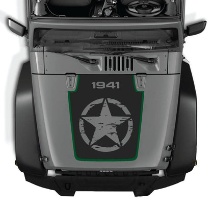 CarCode Jeep Wrangler JK/JKU hood decal in style #79, black and gray graphic design on vehicle hood.