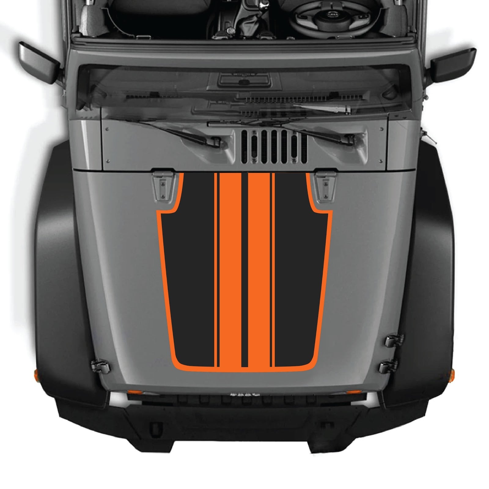 CarCode hood decal for Jeep Wrangler JK/JKU 2007-2018, style #44, featuring bold graphic design on the vehicle's hood.