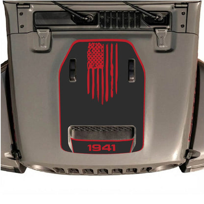 CarCode hood decal for Jeep Wrangler JL/JLU Rubicon 392 and JT Gladiator Mojave 2020-2026, style #29, shown on vehicle hood.