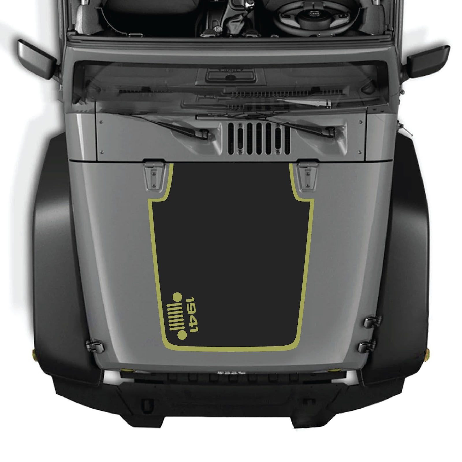 CarCode hood decal for Jeep Wrangler JK/JKU 2007-2018, style #58, showing the stylish design on the vehicle's hood.