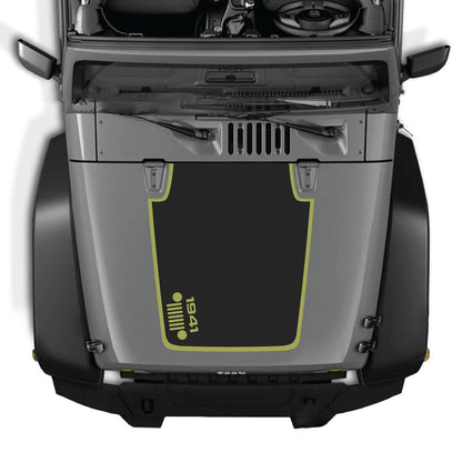 CarCode hood decal for Jeep Wrangler JK/JKU 2007-2018, style #58, showing the stylish design on the vehicle's hood.