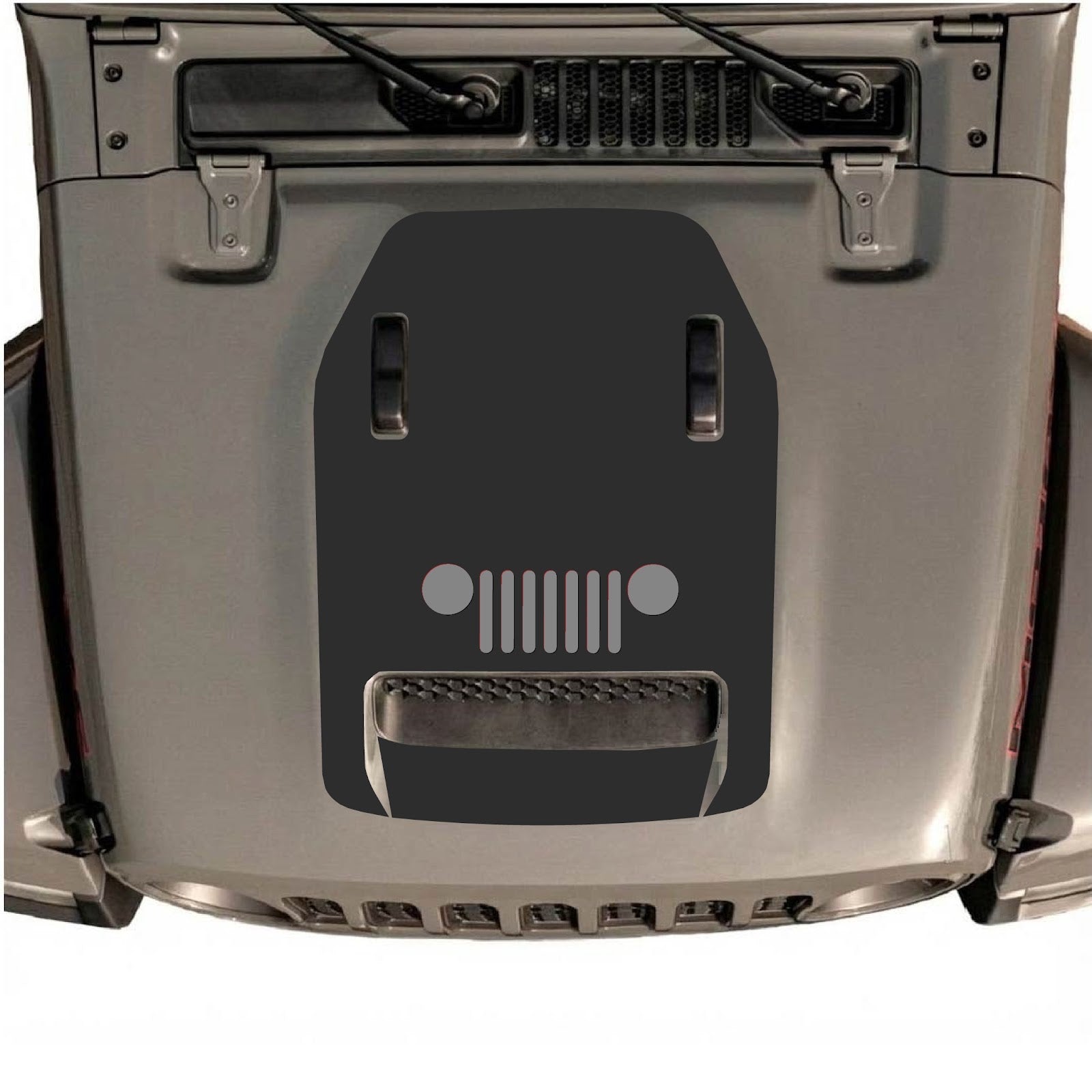 CarCode hood decal for Jeep Wrangler JL/JLU Rubicon 392 and JT Gladiator Mojave, style #50, shown on vehicle hood.