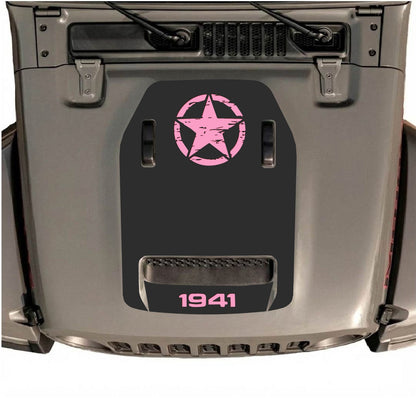 alt
Autocollant de capot CarCode pour Jeep Wrangler JL/JLU Rubicon 392 et JT Gladiator Mojave 2020-2026, style n°40, présenté sur le capot du véhicule.
