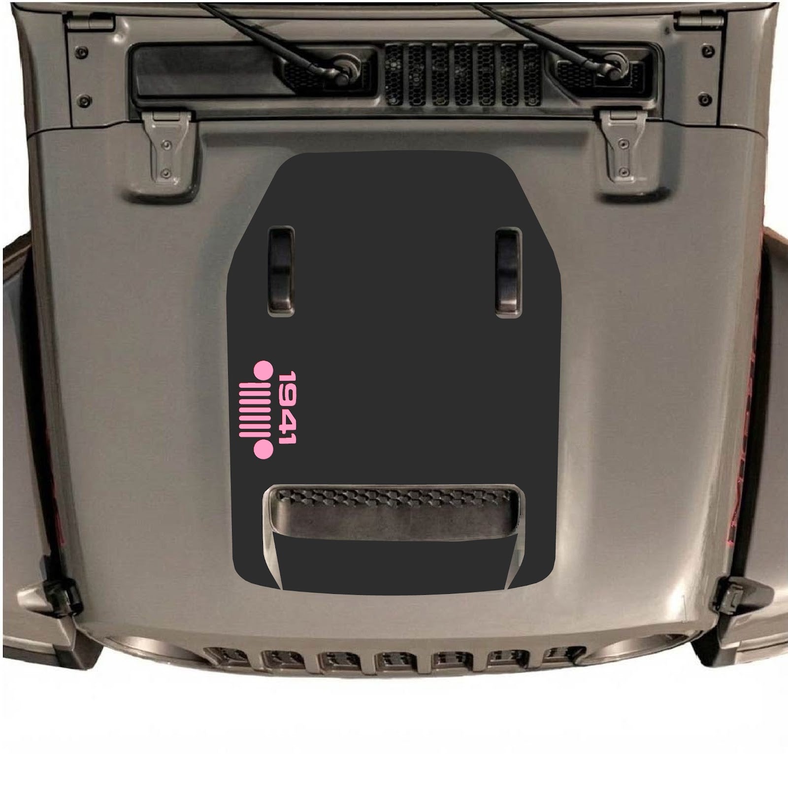 CarCode hood decal for Jeep Wrangler JL/JLU Rubicon 392 and JT Gladiator Mojave, style #52, shown on vehicle with matte finish.