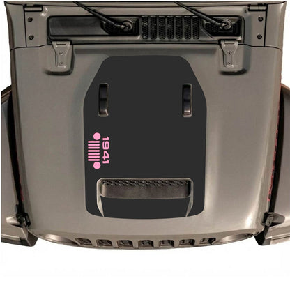 CarCode hood decal for Jeep Wrangler JL/JLU Rubicon 392 and JT Gladiator Mojave, style #52, shown on vehicle with matte finish.
