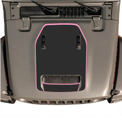 CarCode Jeep Wrangler JL/JLU Rubicon 392 and Gladiator Mojave hood decal, style #67, applied on vehicle hood in image.