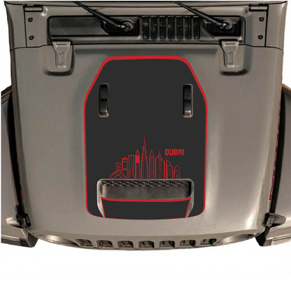CarCode hood decal for Jeep Wrangler JL/JLU Rubicon 392 and JT Gladiator Mojave 2020-2026, stylish design on vehicle hood.