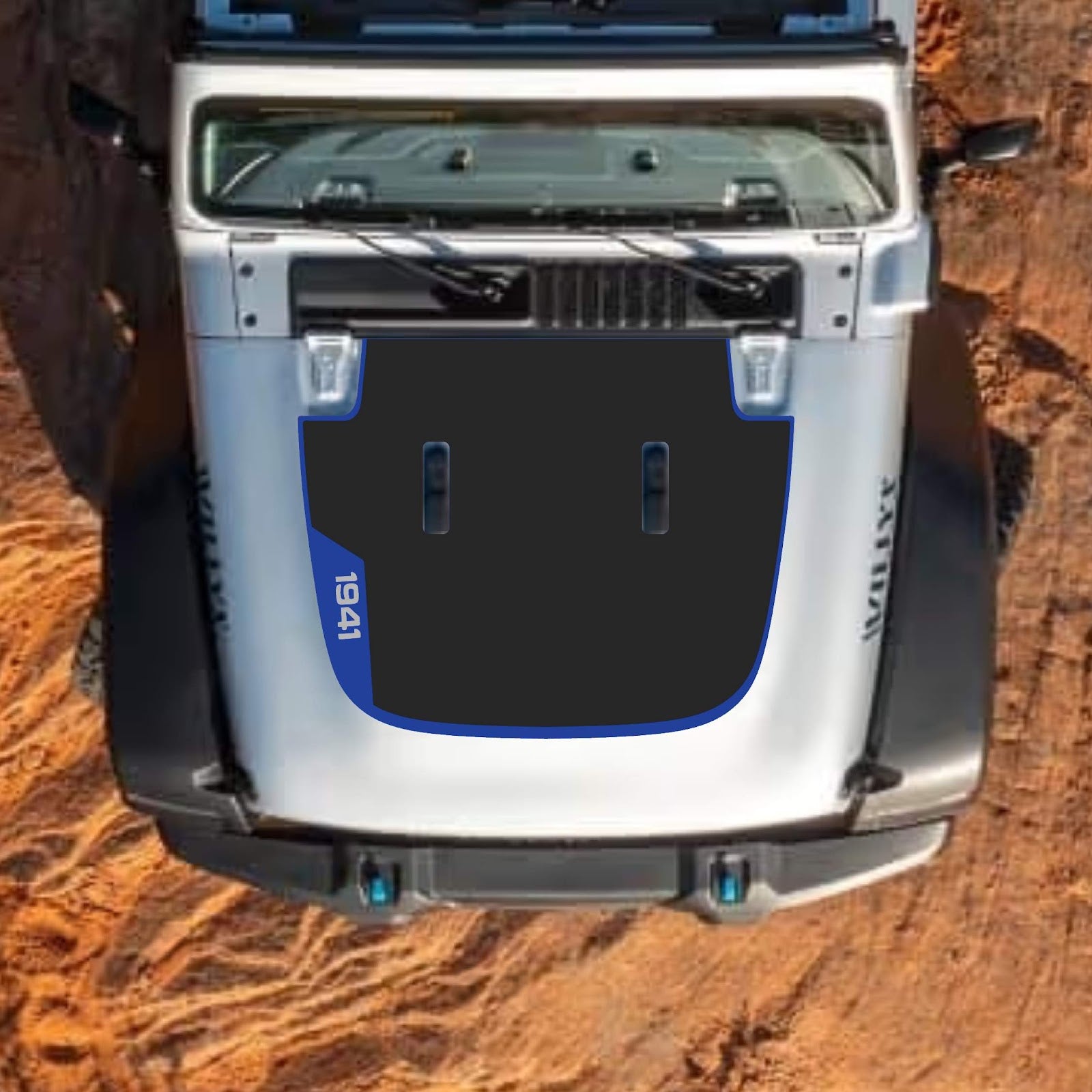 CarCode hood decal for Jeep Wrangler JL and Gladiator JT, stylish design for 2018+ models on standard Jeep hoods.