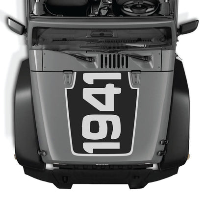 CarCode hood decal for Jeep Wrangler JK/JKU 2007-2018, style #49, showing sleek black design on vehicle hood