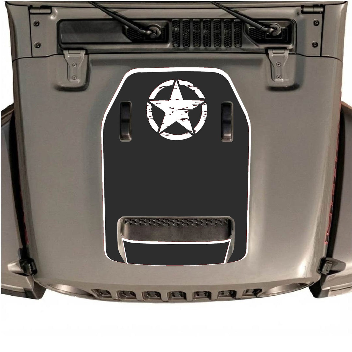 CarCode hood decal for Jeep Wrangler JL/JLU Rubicon 392 and JT Gladiator Mojave 2020-2026, stylish and durable vinyl graphic.