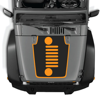 CarCode Jeep Wrangler JK/JKU hood decal in style #50, black vinyl graphic designed for 2007-2018 Jeep models.
