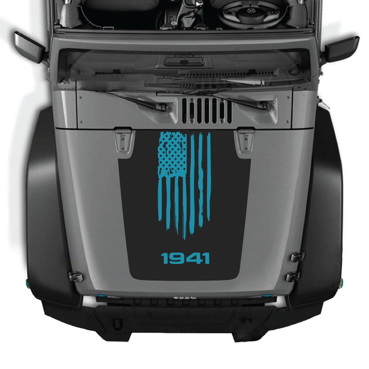 CarCode Jeep Wrangler JK/JKU hood decal Style #04, black graphic decal for 2007-2018 Jeep Wrangler JK/JKU models