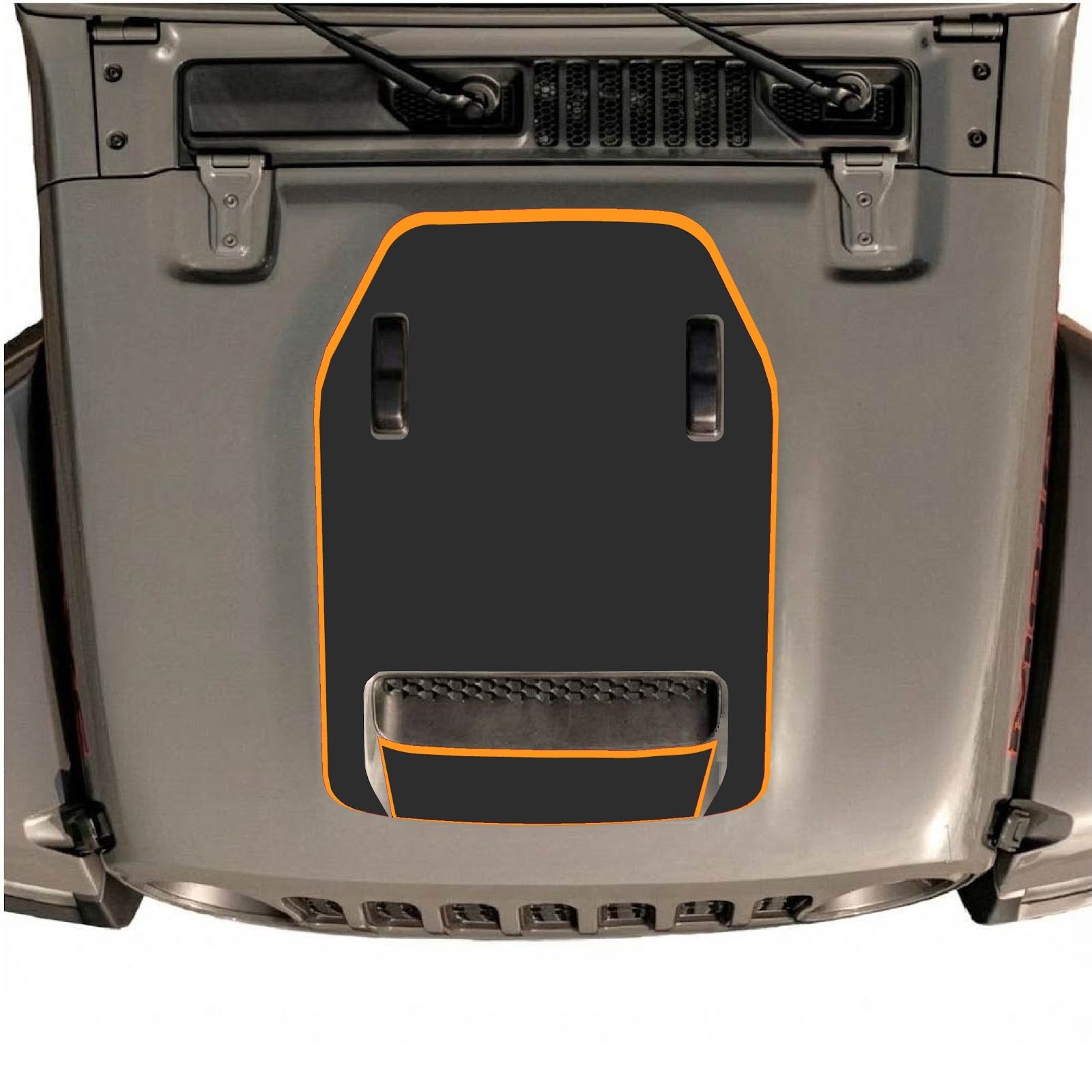 CarCode hood decal for Jeep Wrangler JL/JLU Rubicon 392 and JT Gladiator Mojave, style #67, shown on vehicle hood