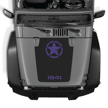 Jeep Wrangler JK hood decal by CarCode, style #64, black and white graphic design on the vehicle's hood.
