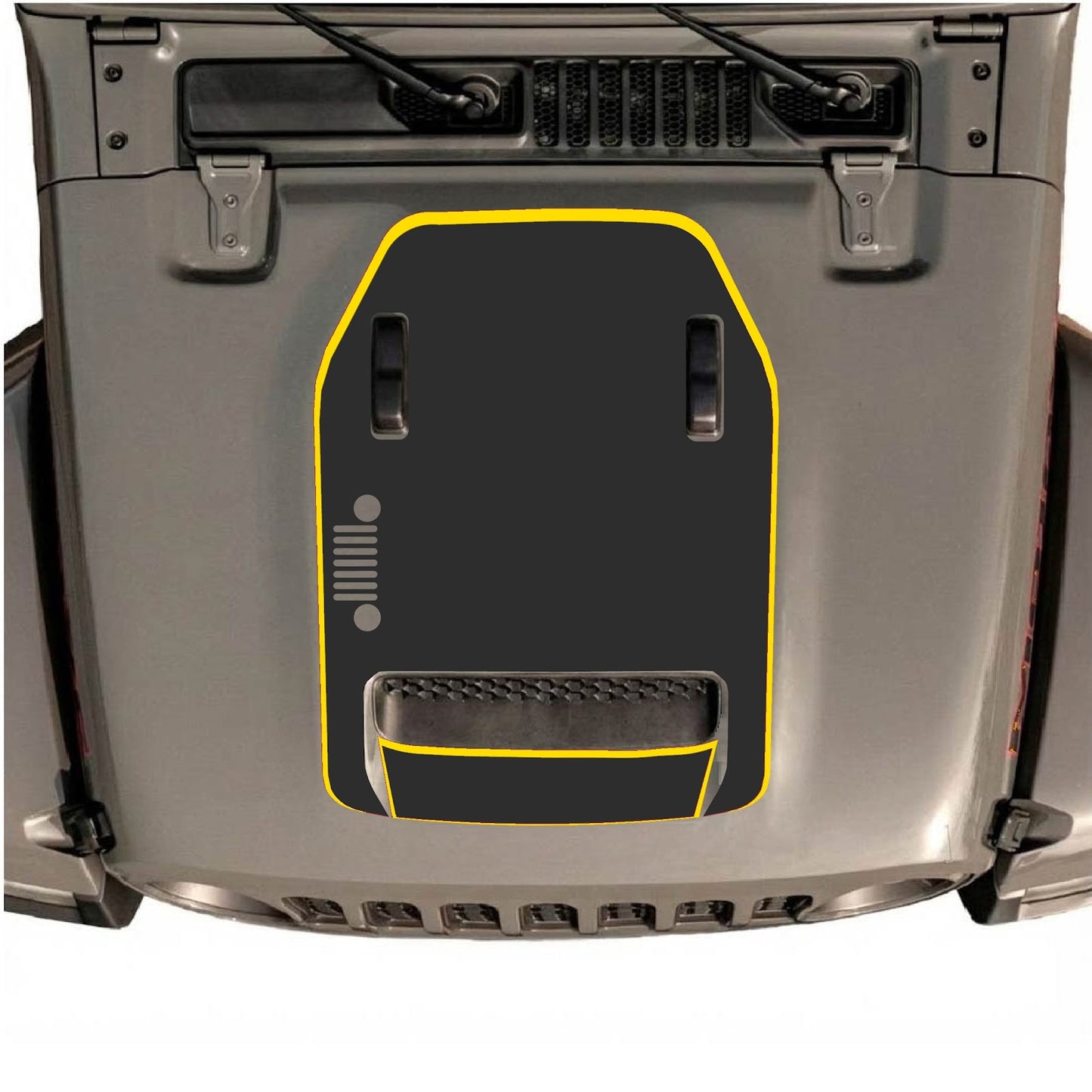 CarCode hood decal for Jeep Wrangler JL/JLU Rubicon 392 and JT Gladiator Mojave 2020-2026, style #95, shown on vehicle hood.